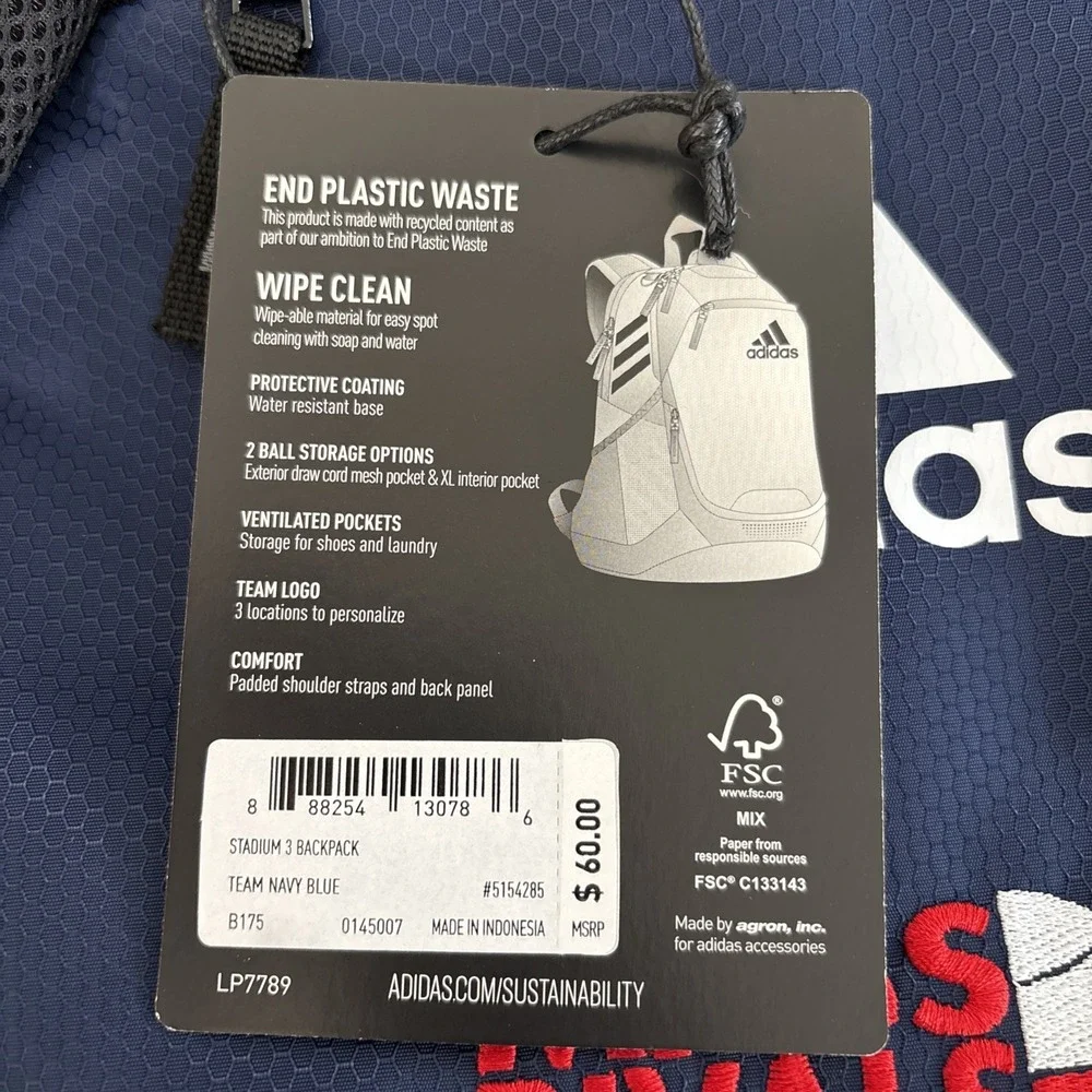 Adidas Stadium 3 Backpack Team Navy Blue Mass Rivals Basketball Bag 5154285 NEW